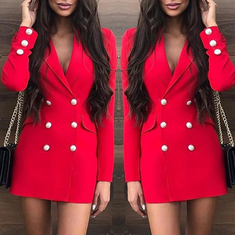 Женское элегантное платье сексуальное с отложным воротником длинным рукавом