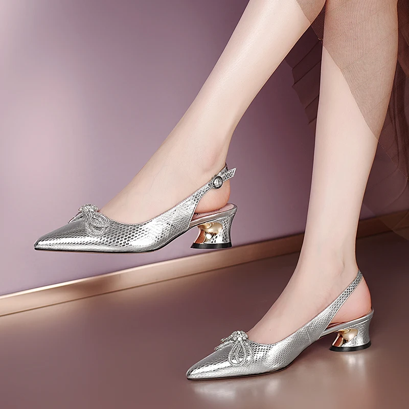 

JOCHEBED HUWomen Shoes Platform Genuine Leather Women Pumps Square High Heel Spring/Autumn Casual Buckle Ladies Size 33-41