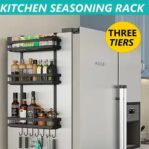 3 tier refrigerator storage rack fridge shelf multi functional sidewall hanging holder kitchen seasoning organizer hang shelf