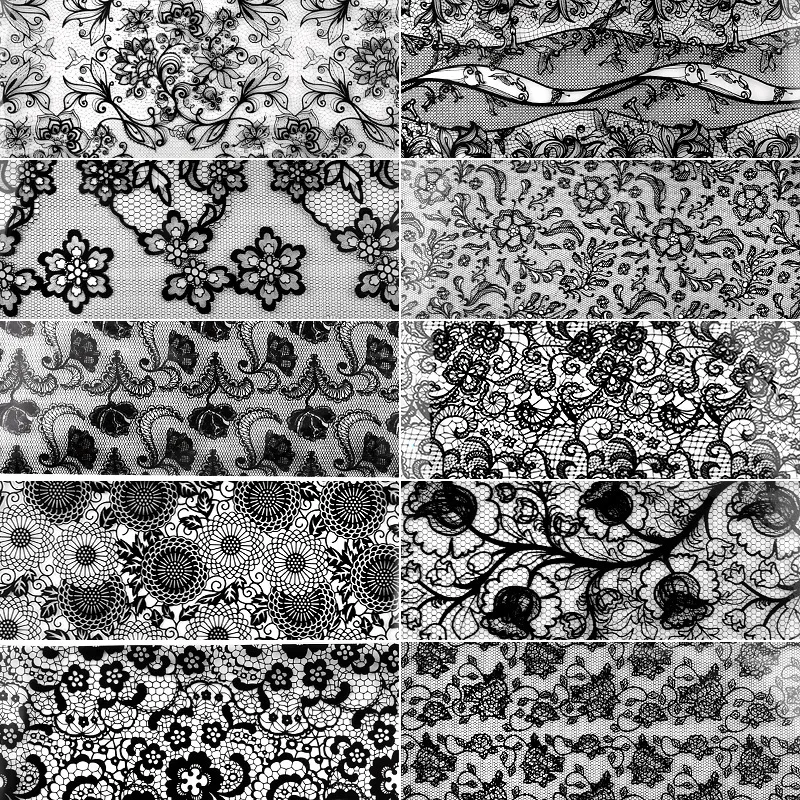 Cross-border for speed sell through selling nail black lace tape sticker sky star 10 sheets of paper to mix 20 cm | Красота и