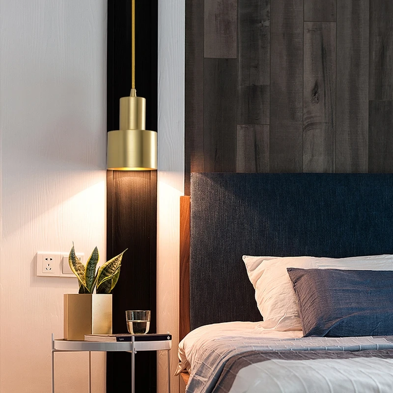 

Nordic Restaurant Copper Pendant Lamp Modern Simple Designer Bedside Personality Creative Model Room Cafe Bar Small Chandelier