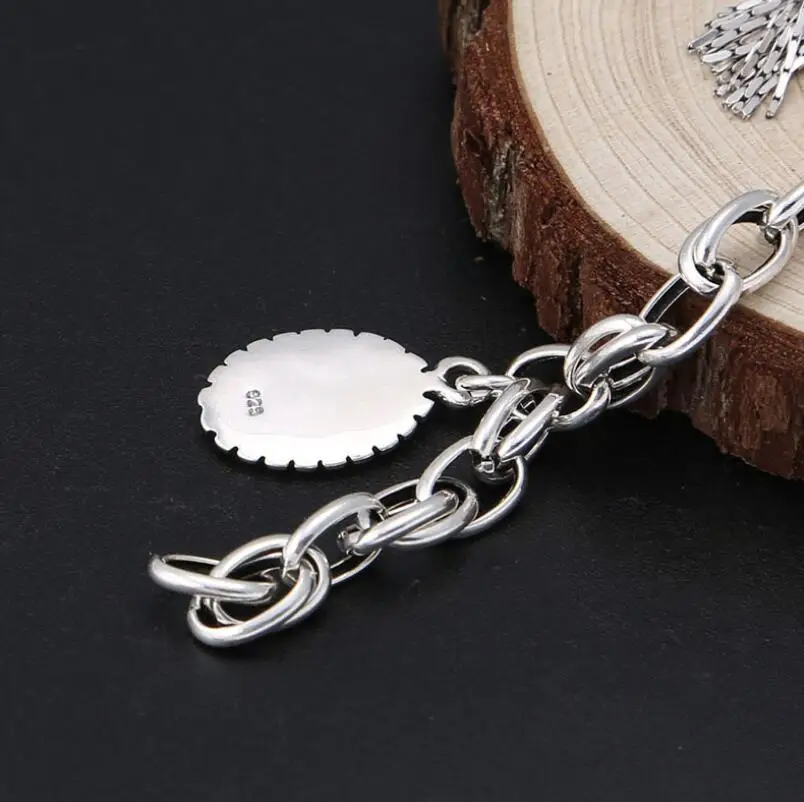 

Charms Bracelet Bangles For Women Or Men 925 Sterling Silver Retro Crown Tassel Cross Star Tide Fashion Jewelry Female (FGL)