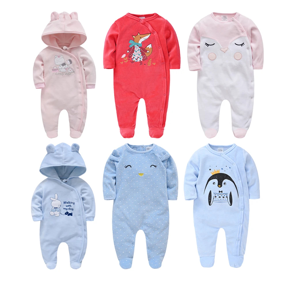 

Kavkas Newborn Baby Girls Clothes Footies Infant Onesies Velvet Warm Jumpsuit Baby Boys Overalls Toddler Girls