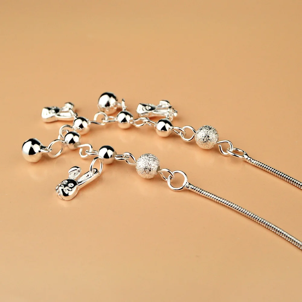 Браслет на лодыжку женский из серебра 100% пробы с колокольчиком |