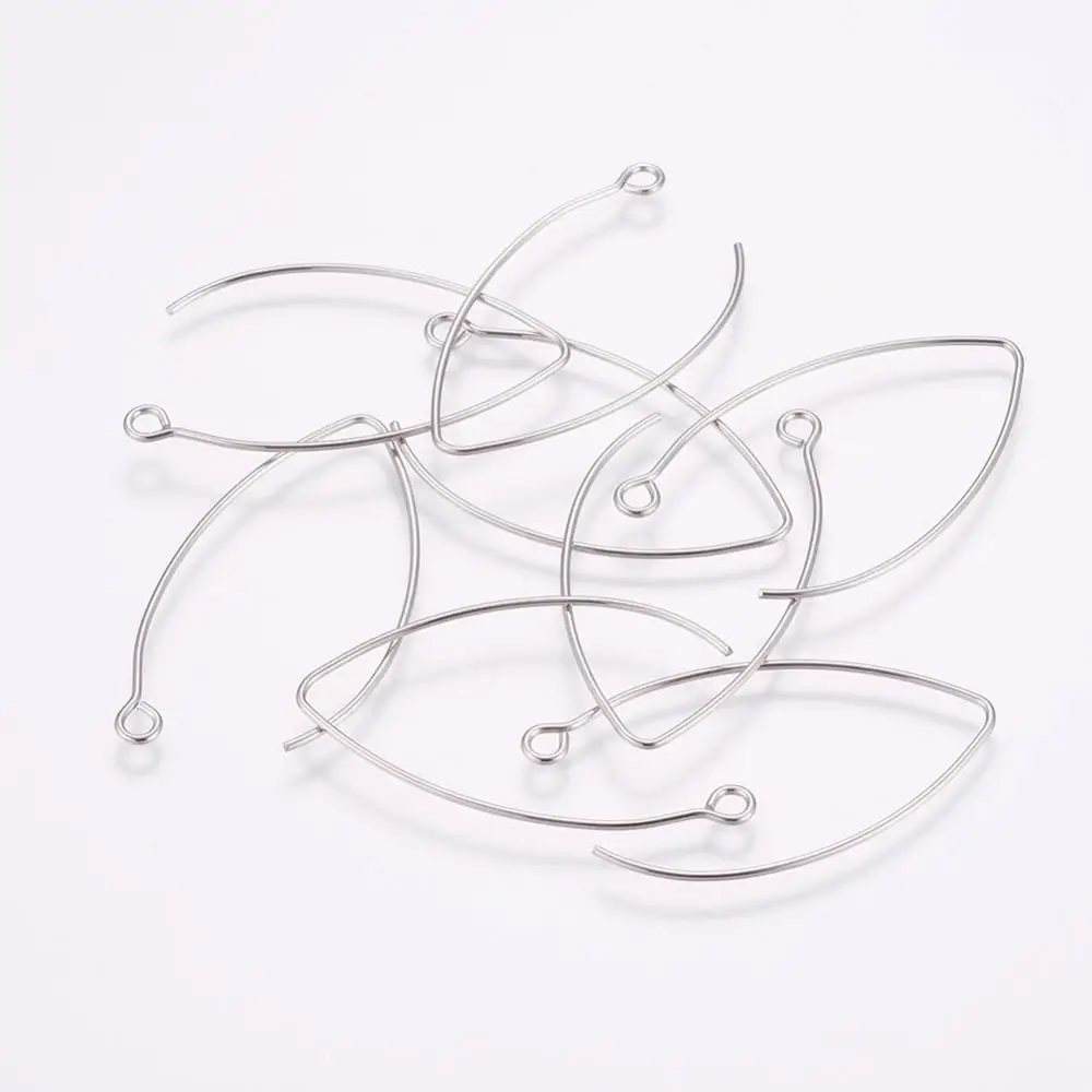 

20 PCS 304 Stainless Steel Hoop Earrings Stainless Steel Color 41x22x0.8mm Hole: 2.3mm