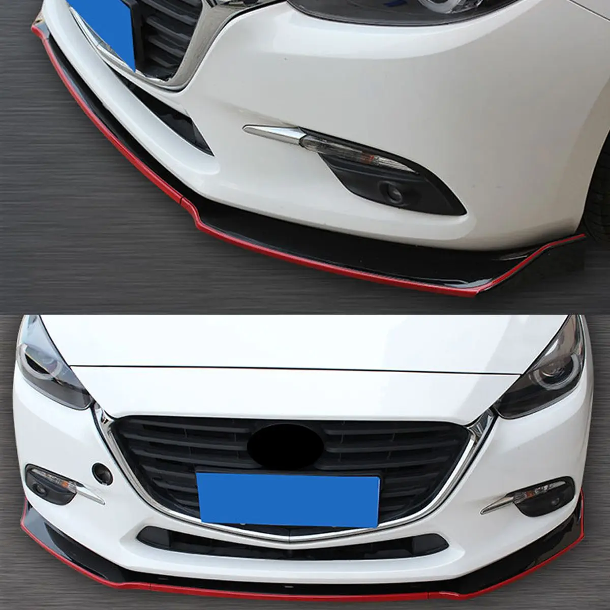 Для Mazda 3 Axela sedan передняя губа-17 внешний вид ABS пластик три секции Передняя Лопата передний спойлер декоративный Авто пар