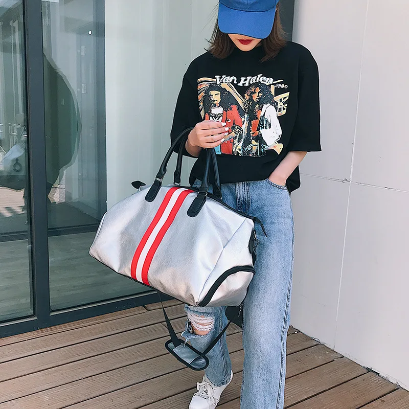 Sports Fitness Yoga PU Bags Women Travel Sport Handbag Large Capacity Waterproof Portable Training Gym Bags Shoes Storage HAB610