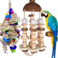 bird parrot toy large parrot toy natural wooden blocks bird chewing toy parrot cage bite toy suits for macaws parrots
