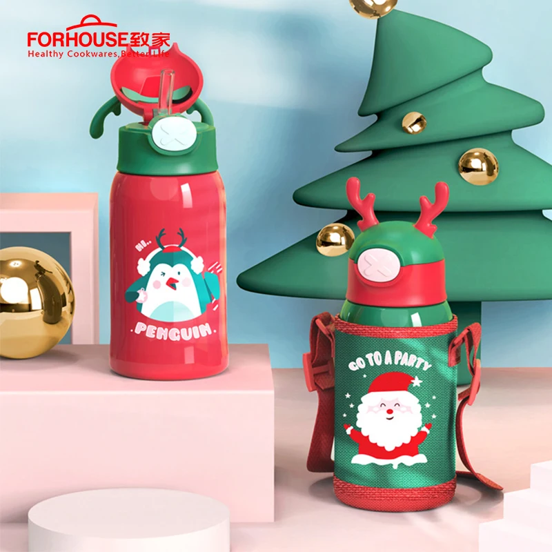 

400ml Stainless Steel Children Elk Thermos Water Bottle Vacuum Flasks Thermoses Coffee Cup Christmas Gifts