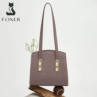 foxer autumn winter new lady large capacity top handbag fashion office woman commuter shoulder bags pink purple female tote bags