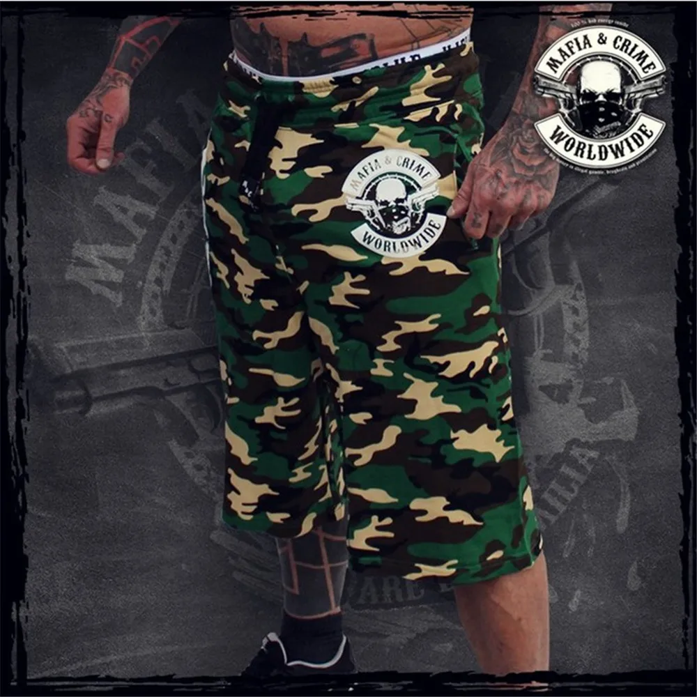

European American New Trends Fitness Shorts Muscle Sport Wide-Legged 5 Point Pants Casual Fashion Loose Camouflage Shorts