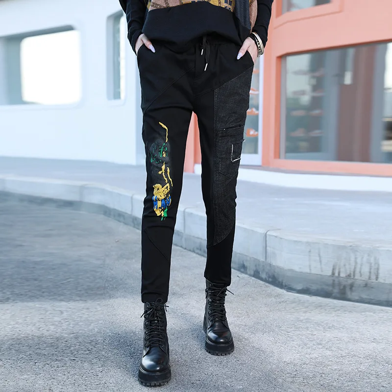 Max LuLu 2021 новые стильные китайские модные весенние Дамские Тонкие брюки с принтом