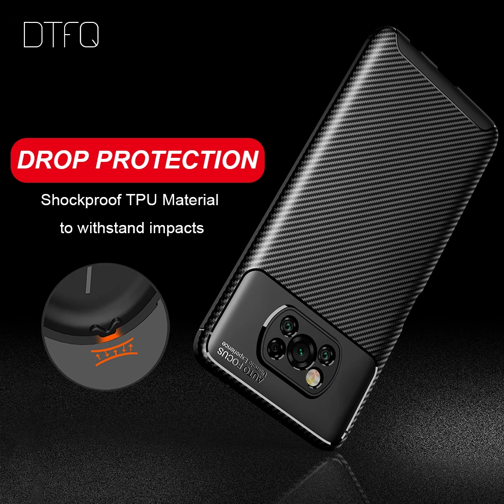 For POCO X3 Pro Case Soft Carbon Fiber Cover Shockproof Silicone Case for POCO X3 NFC Funda Case for POCO X4 Pro M4 Pro 4G F3