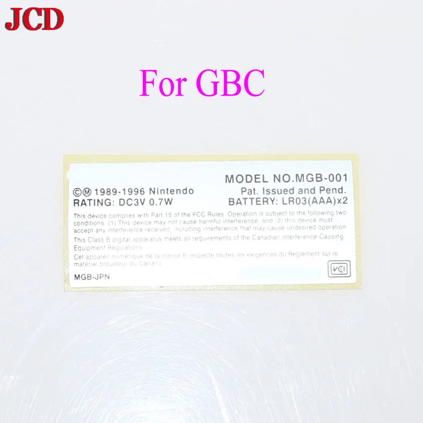 Игровая консоль JCD 1 шт. для GBA/ GBA SP/ GBC новые этикетки наклейки на заднюю панель