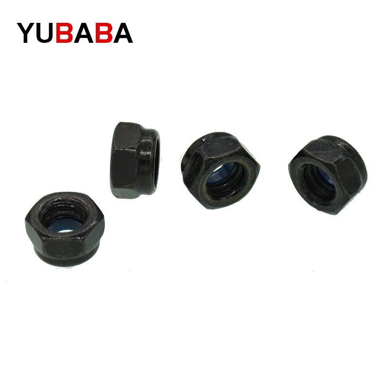 DIN985 черная Шестигранная гайка из углеродистой стали M2 5 M3 M4 M5 M6 M8 M10 M12 нейлоновая