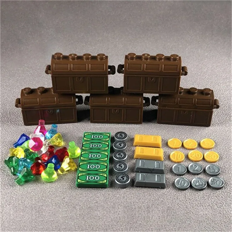 Совместимый город MOC аксессуары серебряная золотая монета кирпич маленькое