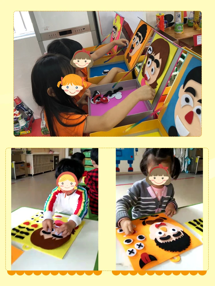 1 set of children's toys DIY mood change jigsaw puzzle recognition facial expressions learning toy children jigsaw teaching mate