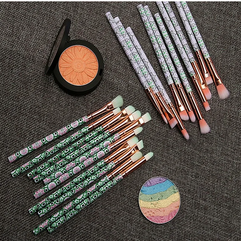 10 шт./компл. Новая косметическая кисть с пластиковой ручкой мраморным узором для