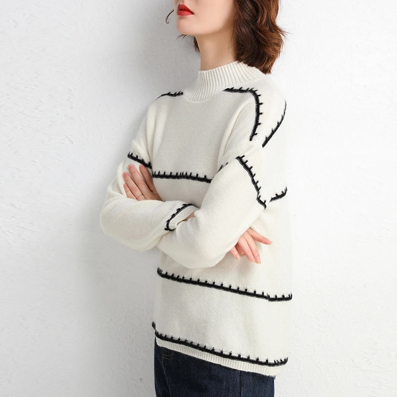 Helovi 100 cashmere sweaters loose sweater women Winter Knitt Sweaters And Pullovers kawaii large size new fashion | Женская одежда