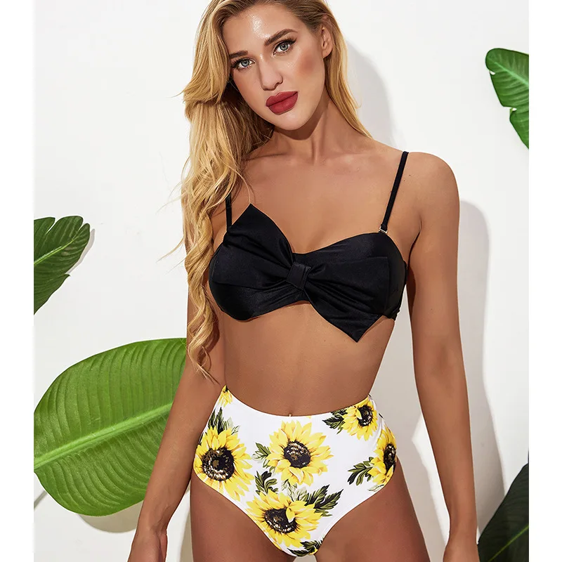 Соблазнительный однотонный купальник бикини Женский треугольный новый с низкой