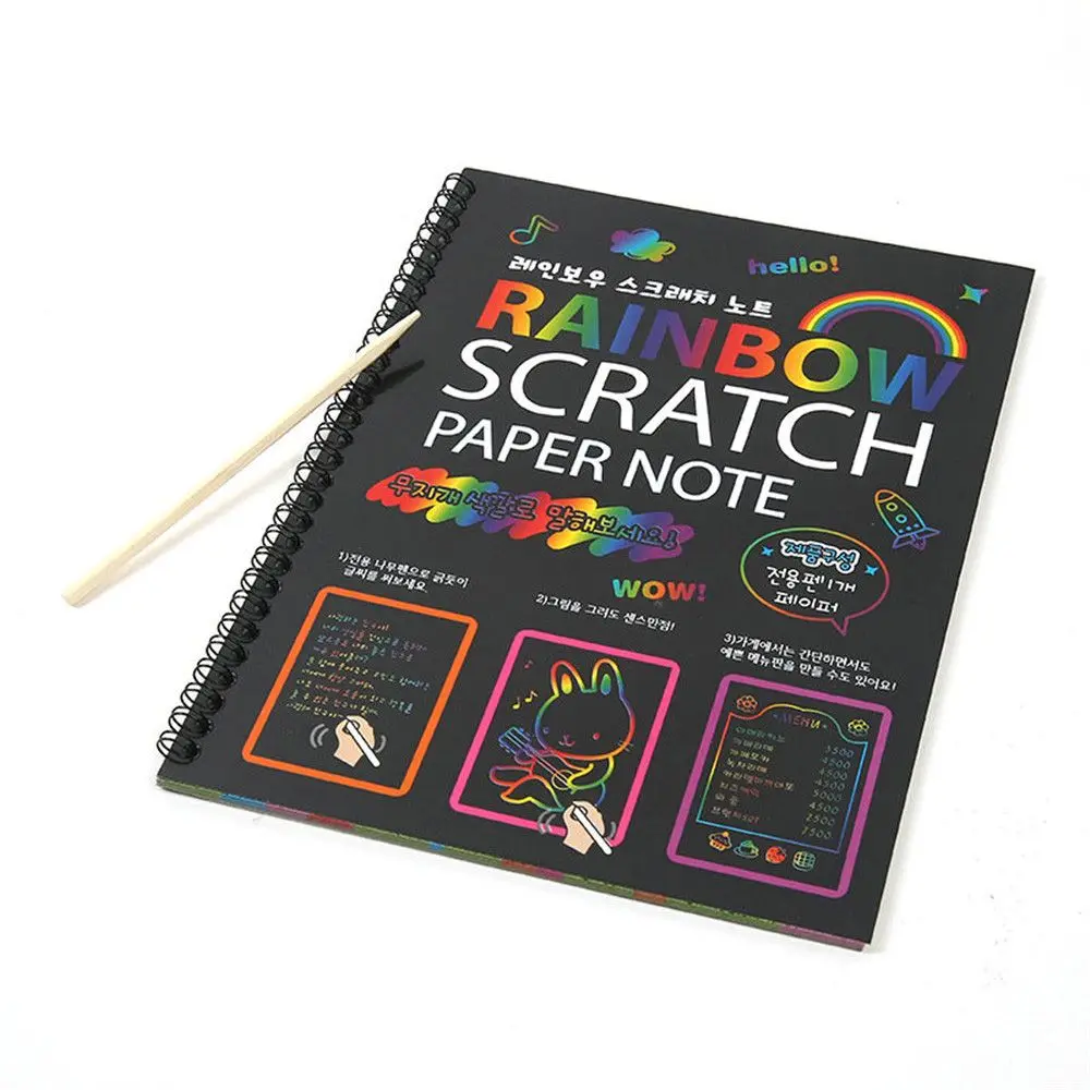 

19*26cm Painting Paper with Drawing Stick Scratch Painting Art Black Coated Educational Toy Draw Paper Kids Learning DIY Gift