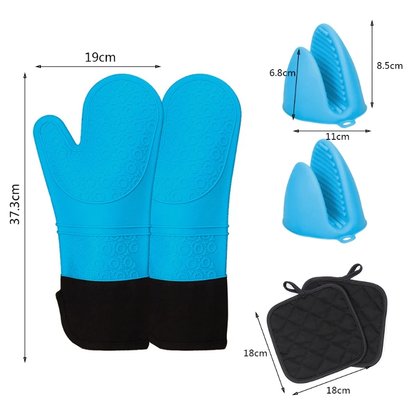 

Silicone Oven Gloves Heat Resistant With Oven Mitts 1 Pair and 1 PairPot Holders