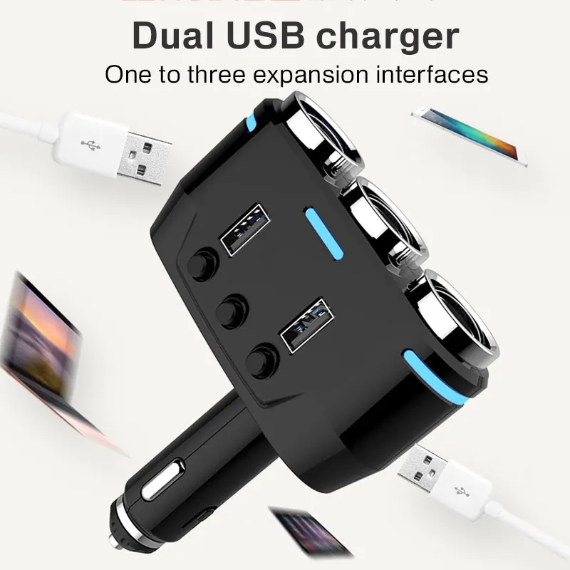 DC12/24 V двойное зарядное устройство USB Автомобильное гнездо прикуривателя Авто
