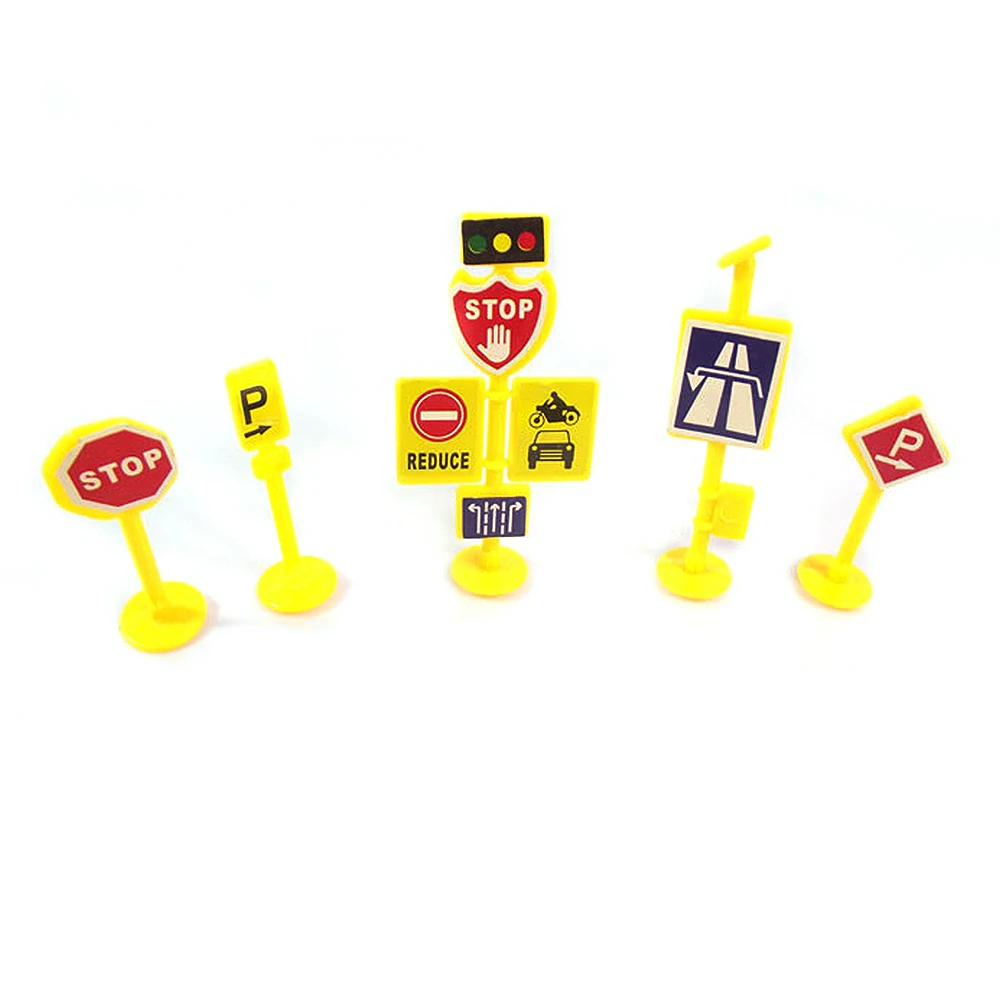 New Arrival 10 Pcs Traffic Signage Model Road Signs Toys Engineering DIY Mini Dropshipping | Игрушки и хобби