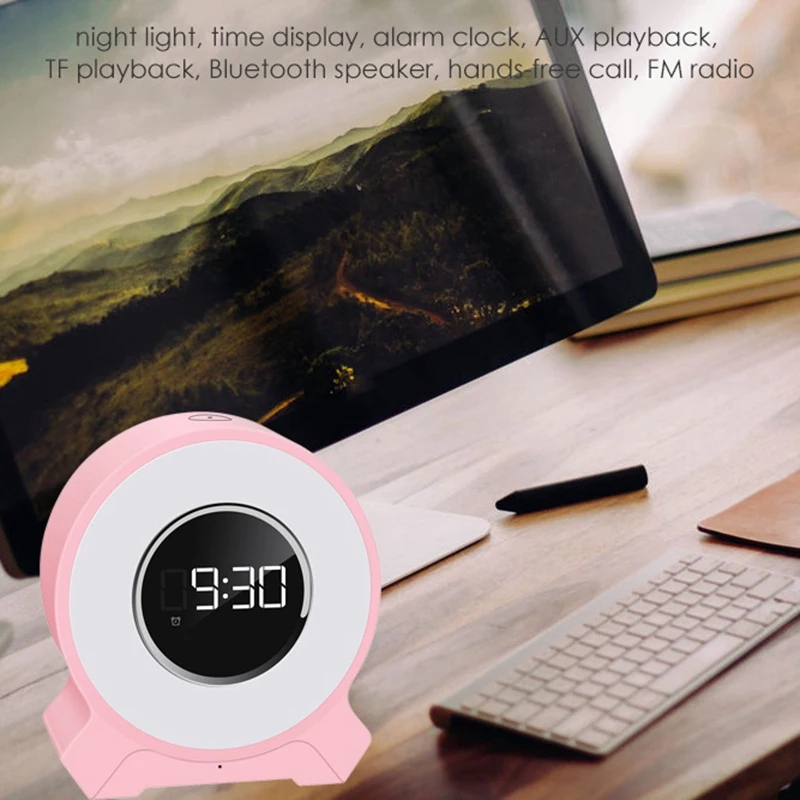 

Digital Alarm Clock Bluetooth Speaker,Small LED Desk Bedside with LCD Display FM Radio Night Light,Suports TF Card & AUX