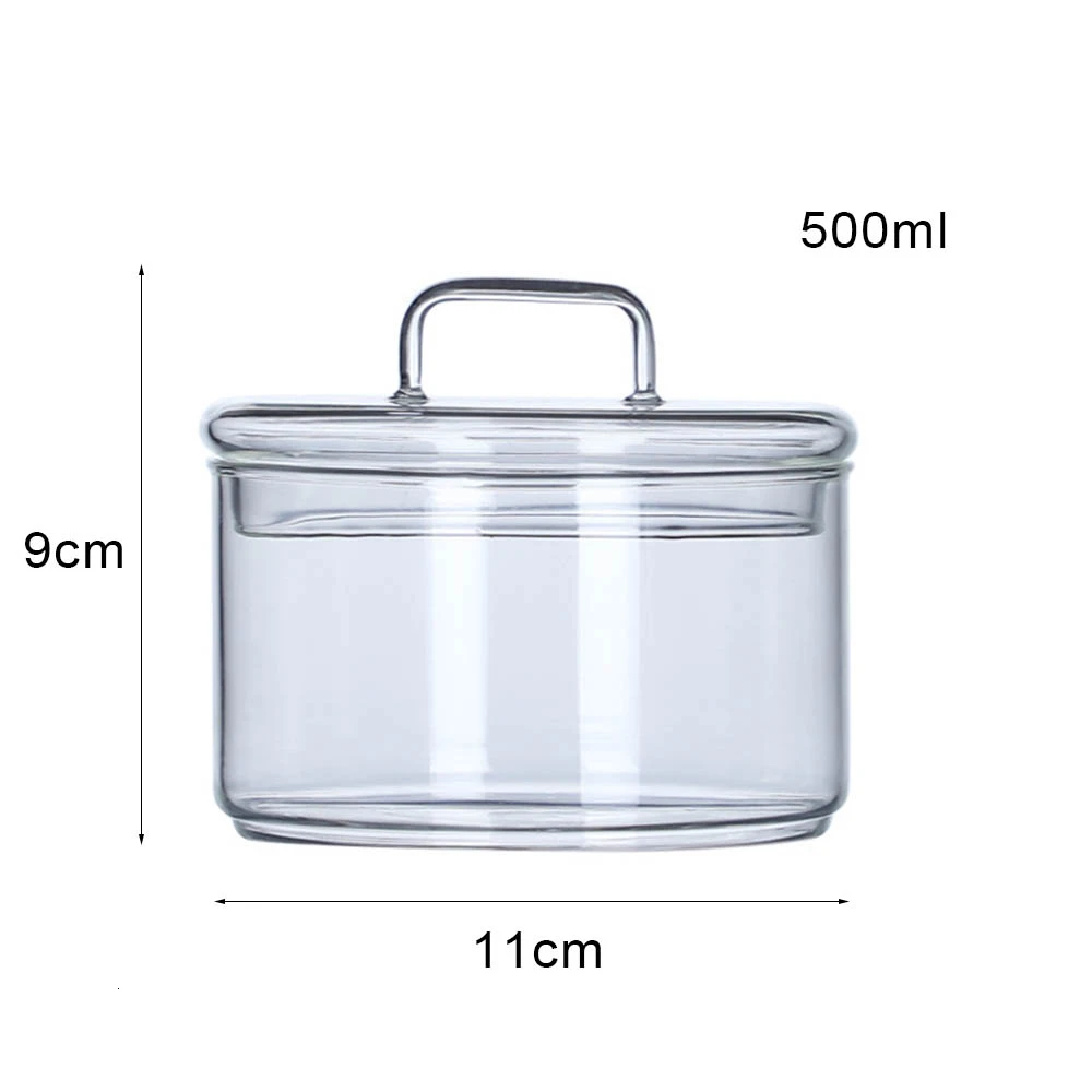

Heat-resistant Glass Bowl Transparent Fruit Dessert With Lid Candy Box Children's Salad Bowl Kitchen Food Storage Container