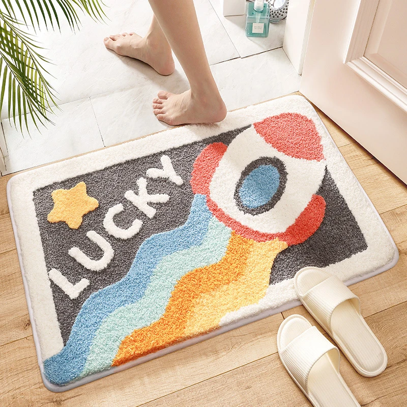 

Plant Velvet Household Bath Mat Quickly Absorb Water Anti-slip Toilet Bathroom Rug Multifunction Bedroom Living Room Soft Carpet
