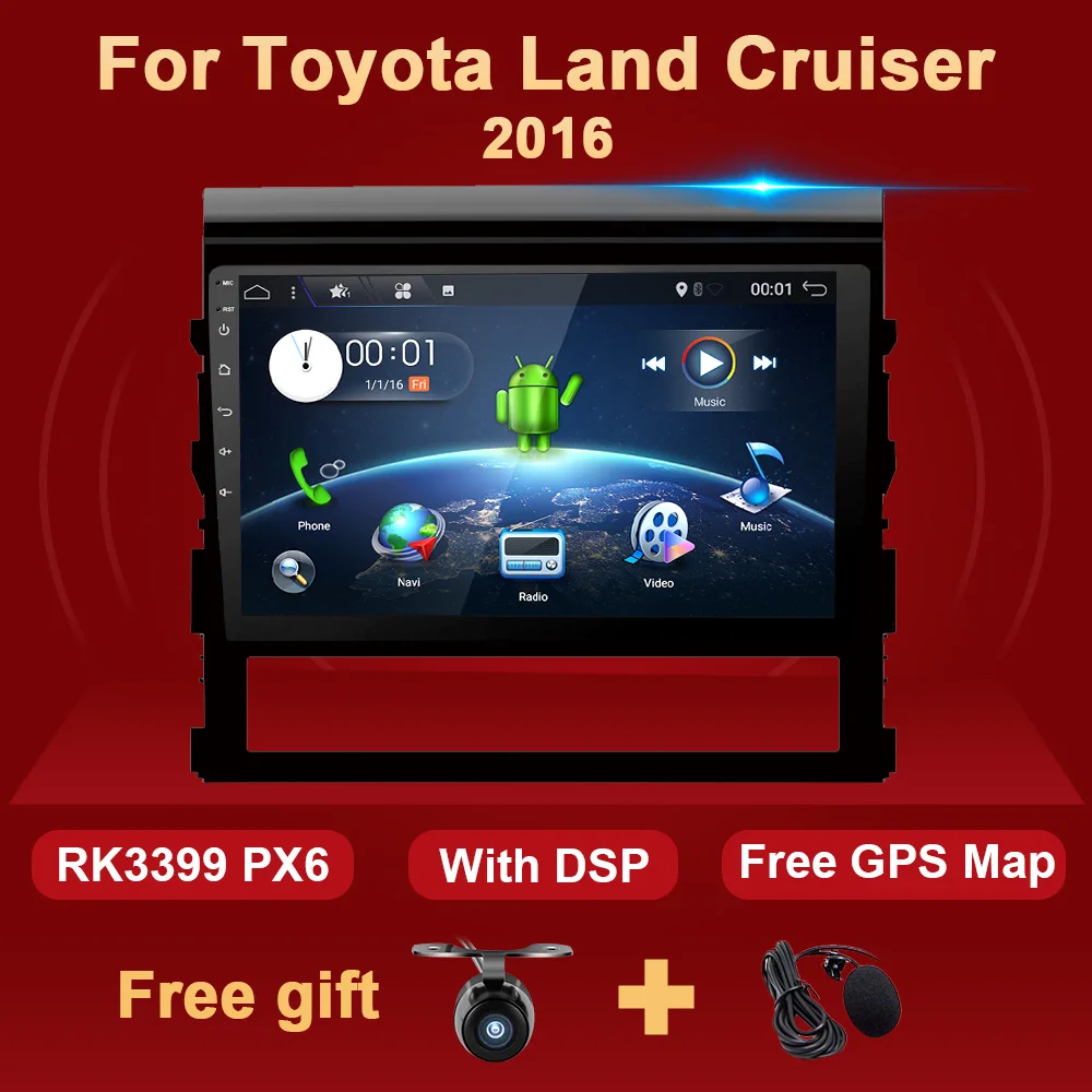 

4G + 64G Android автомобильное радио мультимедиа для Toyota Land Cruiser 2016 стерео аудио плеер без DVD 2 Din 2Din навигации GPS авто