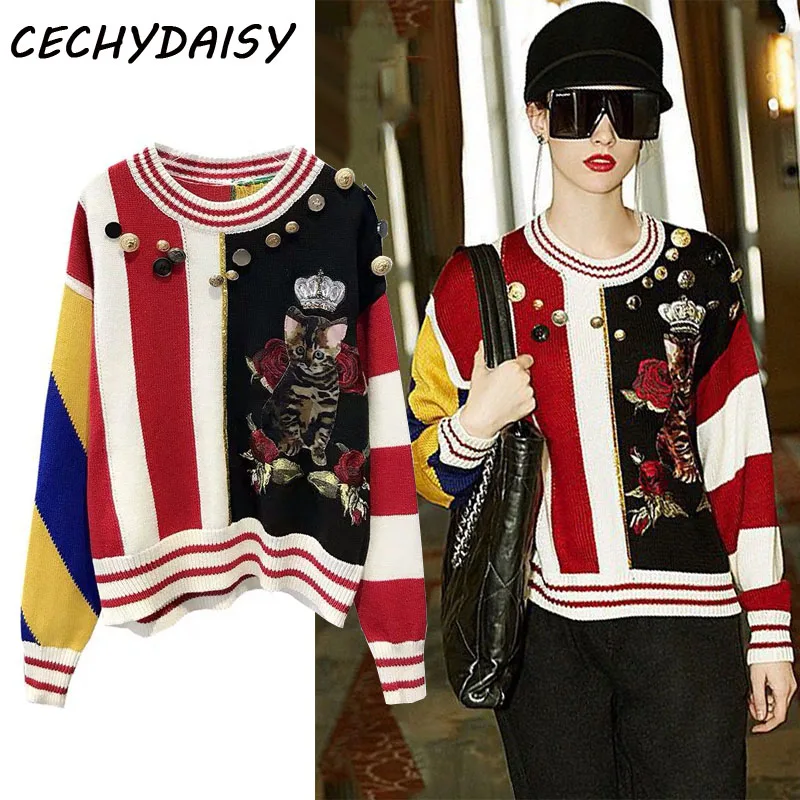 Runway Sweater Designer Luxury Pull Knitted Jumper Tops Ladies Pullovers Big Size Large Women Long Sleeve Couple Clothes | Женская