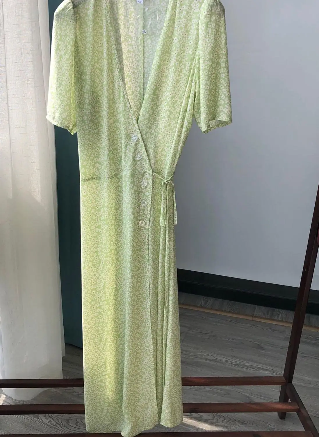 Женское платье с запахом V образным вырезом и цветочным принтом|Женские платья| |