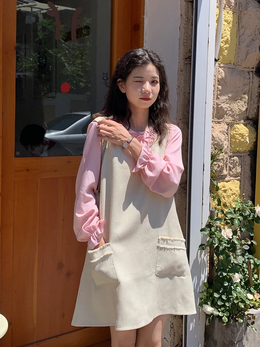 Женское платье-майка без рукавов Корейская версия тонкое яркое | Женская одежда