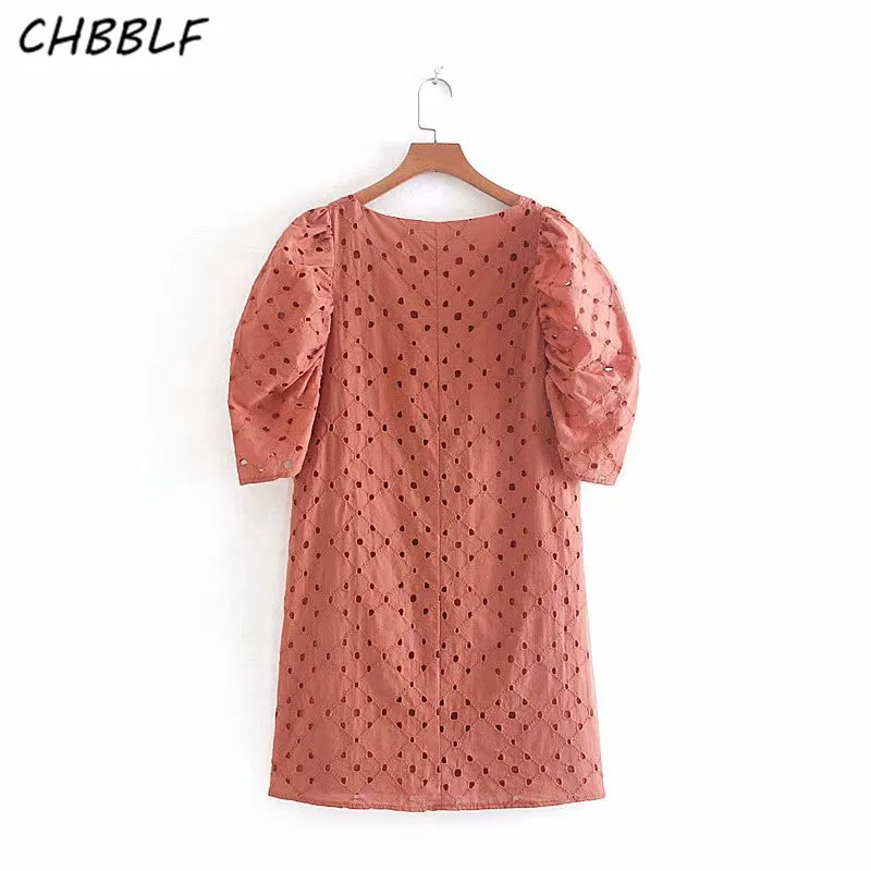 CHBBLF женское шикарное платье с вышивкой v образным вырезом рукавом фонариком