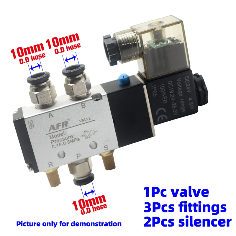 With 10mm Fitting 12 В 24 в 110 В 220 В 4V110-06 воздушный клапан с одной катушкой 2 Позиции 5 ходовой пневматический клапан воздушный электромагнитный клапан Электрический магнит клапана клапан - Цвет: With 10mm Fitting