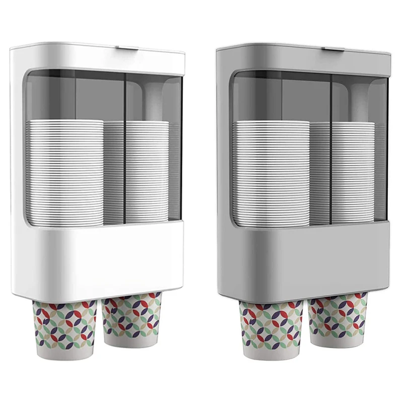 

Water Cooler Cup Dispenser, Pull Type Cup Holder Wall Mounted Fit 4Oz -6Oz Small Cup, Double Tube Disposable Cups