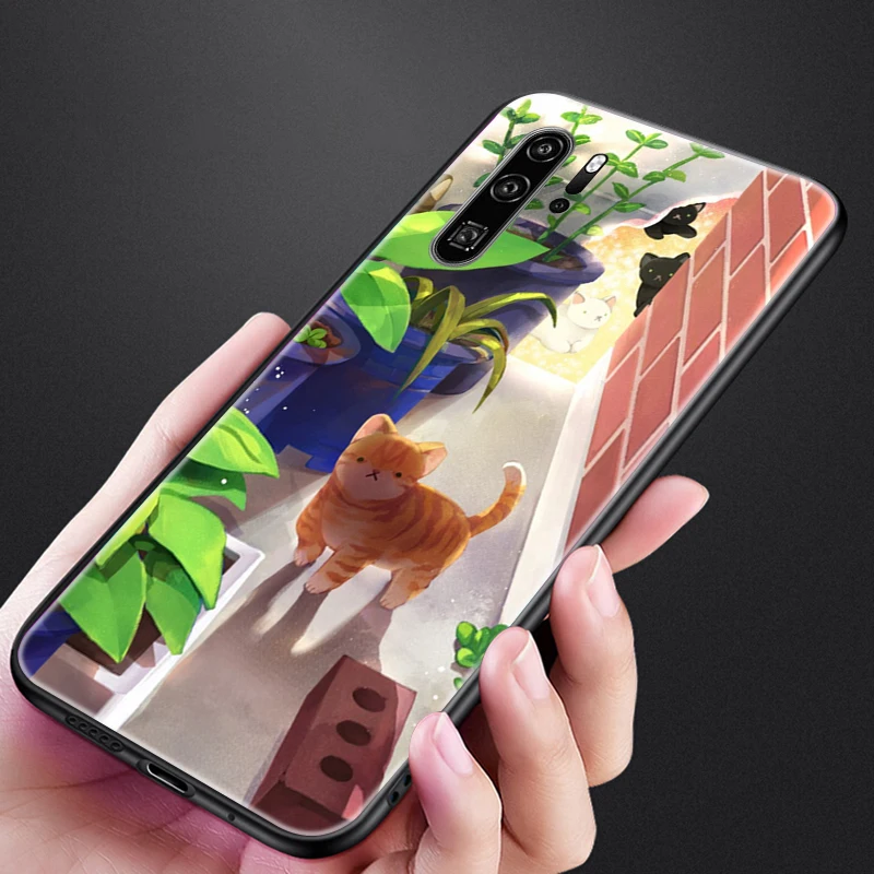 

Phone Case For Huawei P30 Pro Lite Cases Back Cover Coque Flowers Cat People