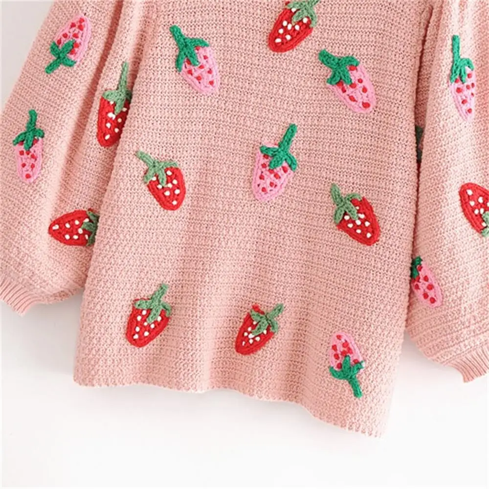 

Autumn 2020 new style cute cute age-reduced strawberry pattern sweater casual slimming pullover sweater short coat