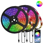 Светодиодная лента RGB 5050 с Bluetooth-управлением и синхронизацией музыки, 5 В, USB, 3 клавиши, гибкая декоративная подсветка для ТВ, ПК, Luces String