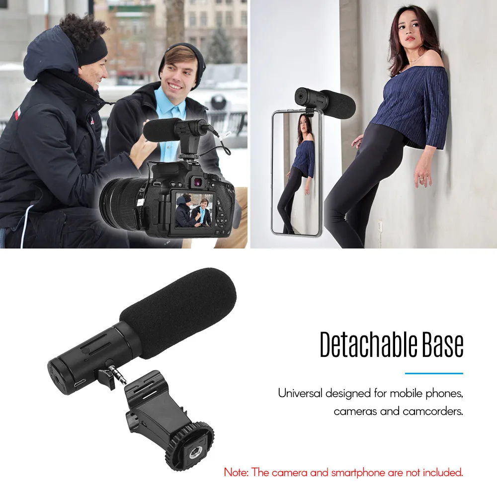 DSLR камера телефон микрофон видео Vlogging Запись наушники контролировать отверстие
