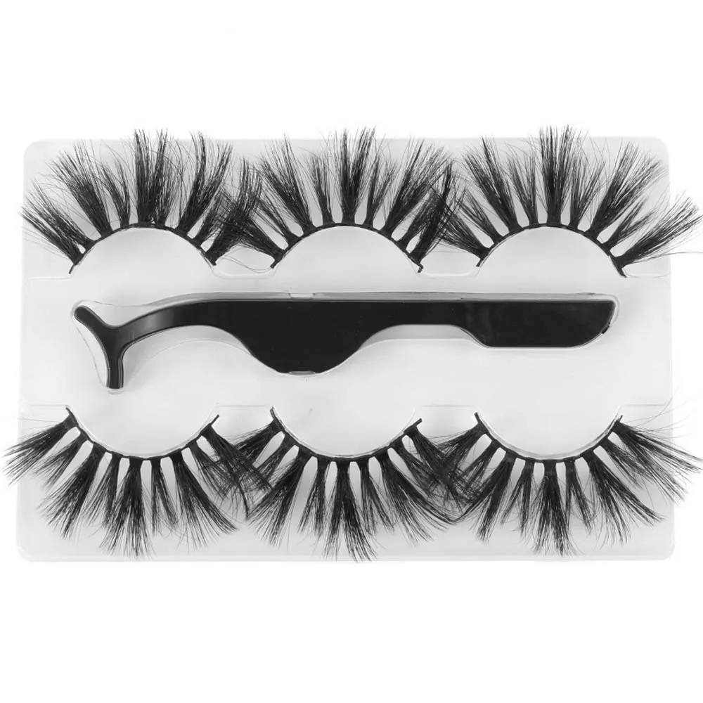 25mm-8D-011 3 пары детских хлопковых утепленных колготок на 3D норковые ресницы волос с помощью пинцета толстые тонкие и длинные пушистые 15/25 мм драматический ресницы ресница ручной работы, инструмент для макияжа - Цвет: 25mm-8D-011