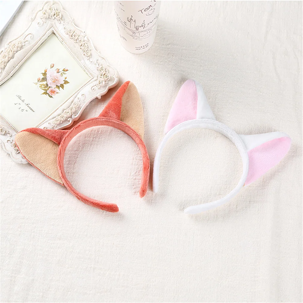 Повязка на голову плюшевая с лисьими ушками для девочек |