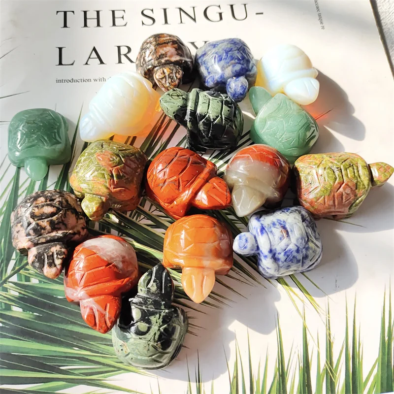 

Natural Stones Crafts Polished Quartz Crystal Carving Tortoise Healing Gemstones Reiki Decoration