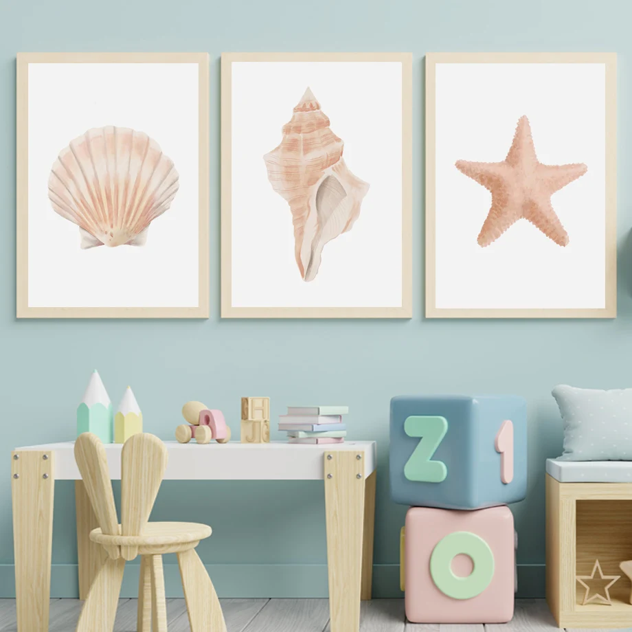 Скандинавские плакаты и принты ракушки коралловый краб лобстер настенная