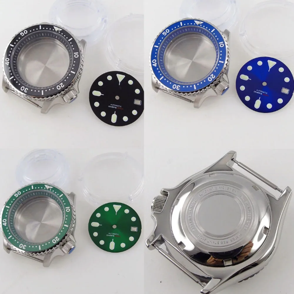 

41mm Luminous Dial Steel Automatic Watch Case fit NH35A NH36A SKX007 Sapphire Glass Rotating Bezel Ring 200M Waterproof