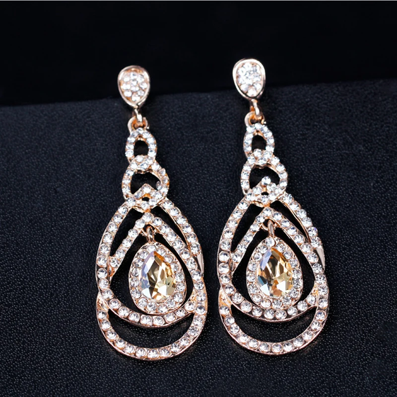 

Earrings European and American long earrings pendant crystal earrings with hollow Earring earings fashion jewelry