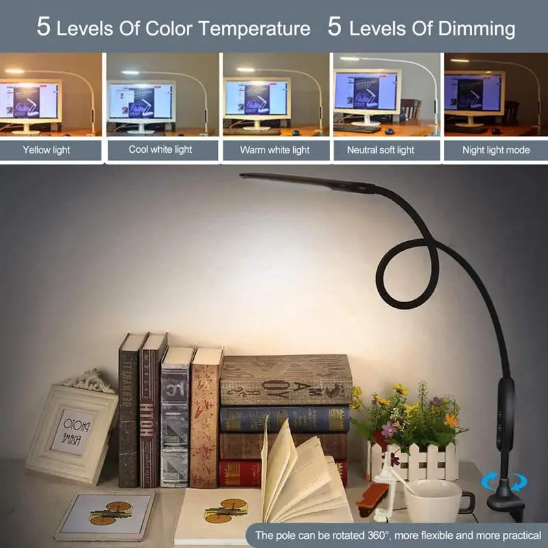 Настольная лампа светодиодная длинная с дистанционным управлением защитой для