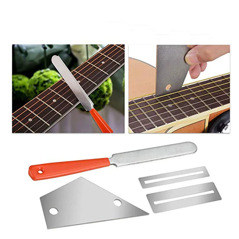 

4pcs/set Guitar Frets Nuts Polished File Leveling Tool Grinding Knife Flat Ruler Fingerboard Protector Guitar Repair Part Set